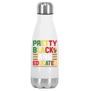 Black History Month Pretty Black And Educated Graphic Stainless Steel Insulated Water Bottle