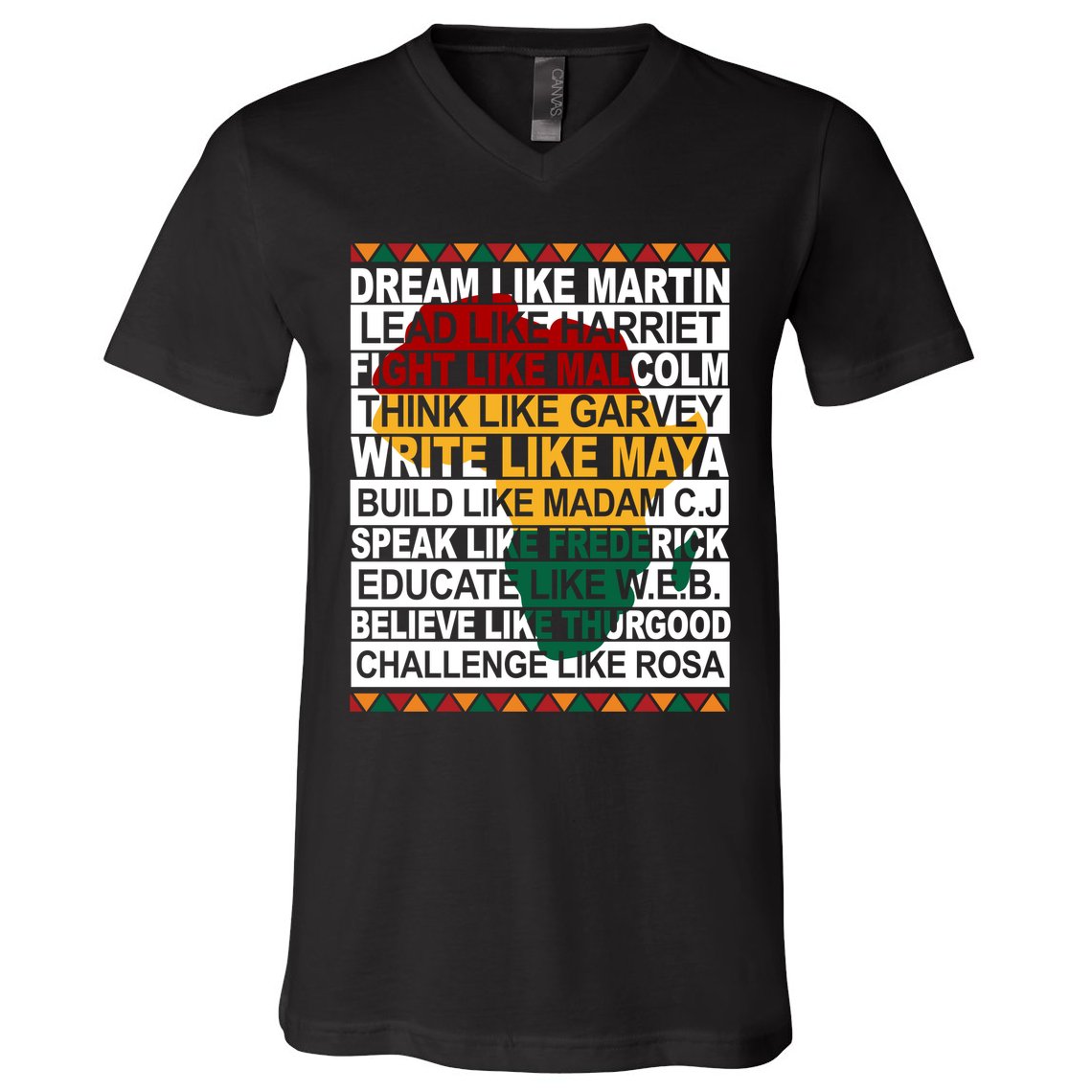 Black History Month Dream Like African Leader V-Neck T-Shirt