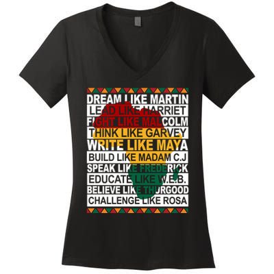 Black History Month Dream Like African Leader Women's V-Neck T-Shirt
