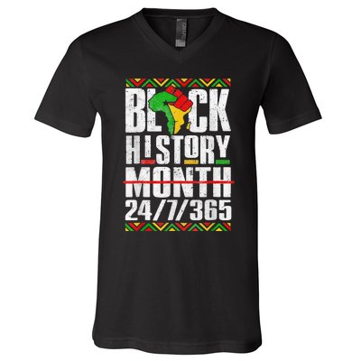 Black History Month 247365 Melanin African Black Power V-Neck T-Shirt