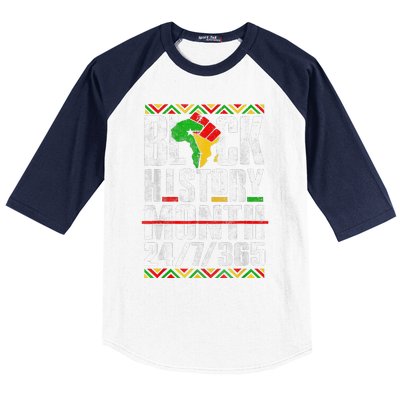 Black History Month 247365 Melanin African Black Power Baseball Sleeve Shirt