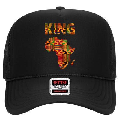 Black History Month Shirts Cool African King Design Kente Cloth Africa Ghana High Crown Mesh Back Trucker Hat