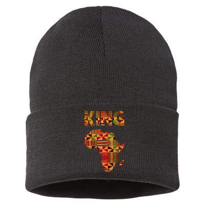 Black History Month Shirts Cool African King Design Kente Cloth Africa Ghana Sustainable Knit Beanie