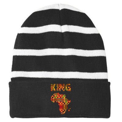 Black History Month Shirts Cool African King Design Kente Cloth Africa Ghana Striped Beanie with Solid Band