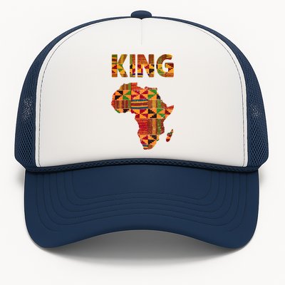 Black History Month Shirts Cool African King Design Kente Cloth Africa Ghana Trucker Hat