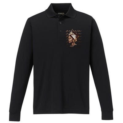 Black History Month African American Black Melanin Queen Performance Long Sleeve Polo