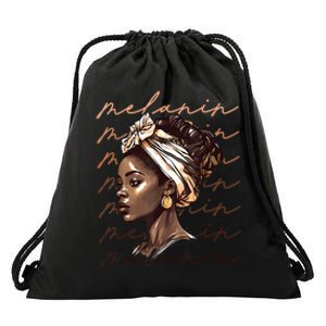 Black History Month African American Black Melanin Queen Drawstring Bag