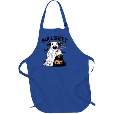 Bullsheet Halloween Moo I Mean Boo Western Halloween Funny Gift Full-Length Apron With Pockets