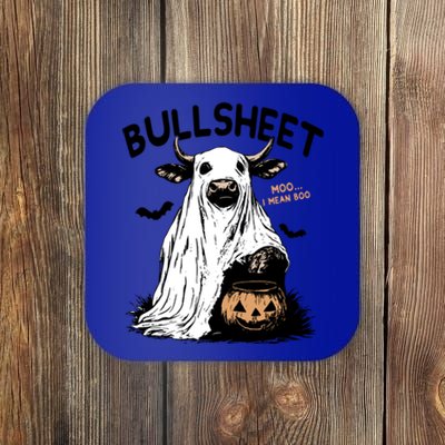 Bullsheet Halloween Moo I Mean Boo Western Halloween Funny Gift Coaster