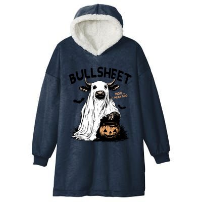 Bullsheet Halloween Moo I Mean Boo Western Halloween Funny Gift Hooded Wearable Blanket