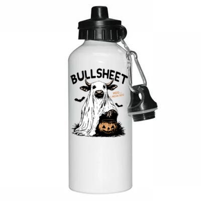 Bullsheet Halloween Moo I Mean Boo Western Halloween Funny Gift Aluminum Water Bottle