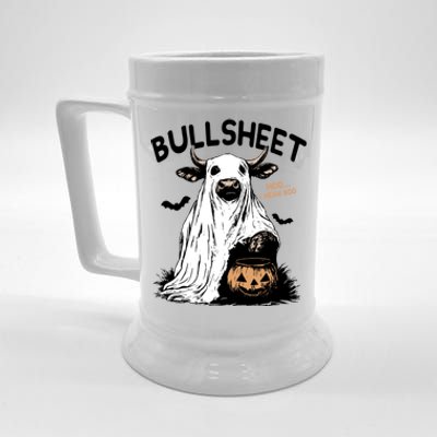 Bullsheet Halloween Moo I Mean Boo Western Halloween Funny Gift Beer Stein