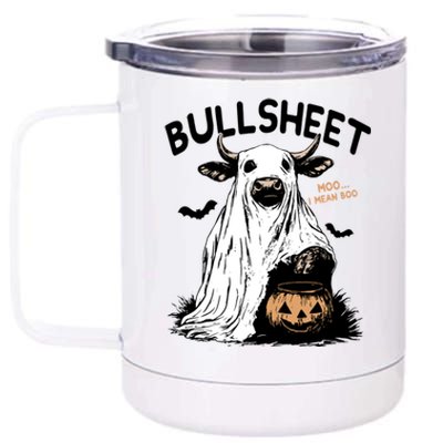 Bullsheet Halloween Moo I Mean Boo Western Halloween Funny Gift 12 oz Stainless Steel Tumbler Cup