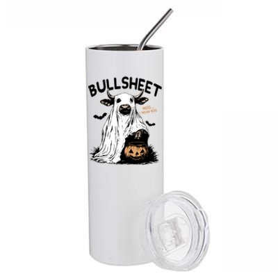 Bullsheet Halloween Moo I Mean Boo Western Halloween Funny Gift Stainless Steel Tumbler