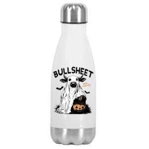 Bullsheet Halloween Moo I Mean Boo Western Halloween Funny Gift Stainless Steel Insulated Water Bottle