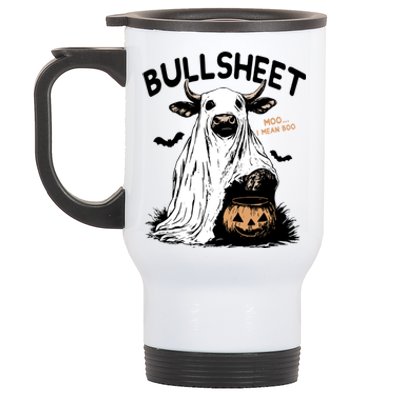 Bullsheet Halloween Moo I Mean Boo Western Halloween Funny Gift Stainless Steel Travel Mug