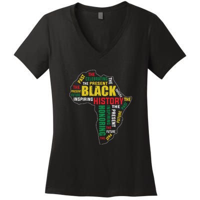 Black History Month Honoring Past Inspiring Future Women Women's V-Neck T-Shirt