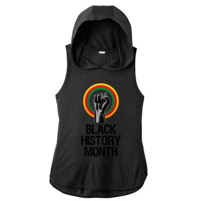 Black History Month African American Black Fist February Ladies PosiCharge Tri-Blend Wicking Draft Hoodie Tank