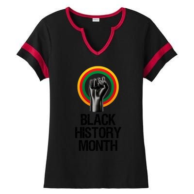 Black History Month African American Black Fist February Ladies Halftime Notch Neck Tee