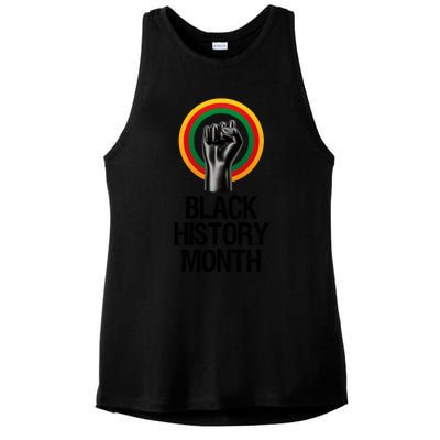 Black History Month African American Black Fist February Ladies PosiCharge Tri-Blend Wicking Tank