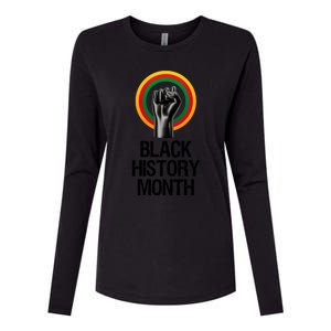 Black History Month African American Black Fist February Womens Cotton Relaxed Long Sleeve T-Shirt