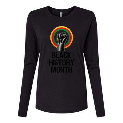 Black History Month African American Black Fist February Womens Cotton Relaxed Long Sleeve T-Shirt