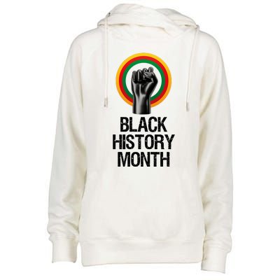 Black History Month African American Black Fist February Womens Funnel Neck Pullover Hood