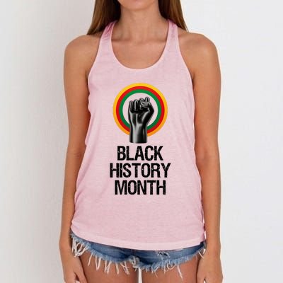 Black History Month African American Black Fist February Women's Knotted Racerback Tank