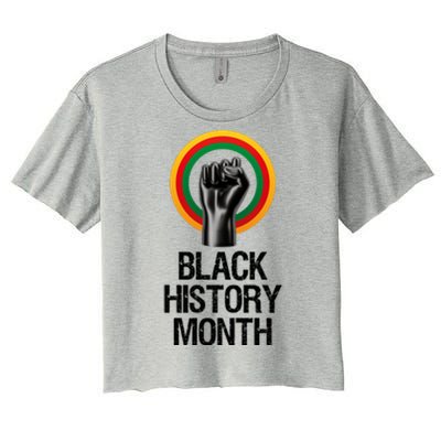 Black History Month African American Black Fist February Women's Crop Top Tee