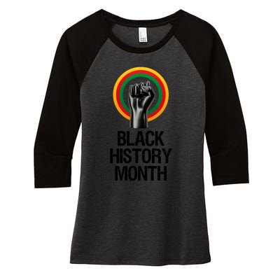 Black History Month African American Black Fist February Women's Tri-Blend 3/4-Sleeve Raglan Shirt