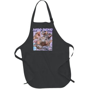 Baby Hippo Moo Deng Full-Length Apron With Pockets