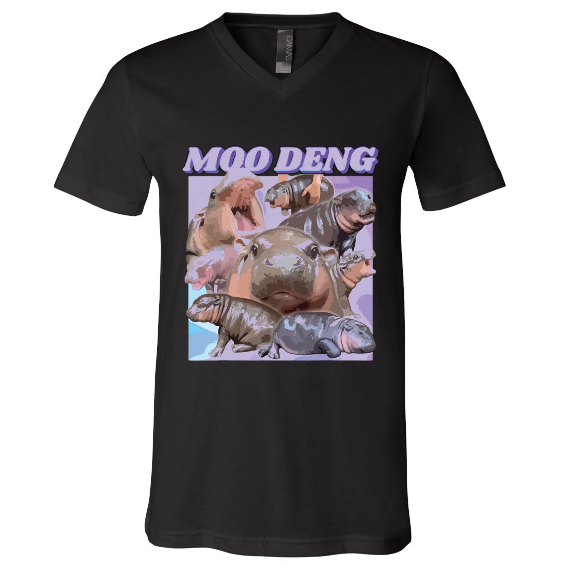 Baby Hippo Moo Deng V-Neck T-Shirt