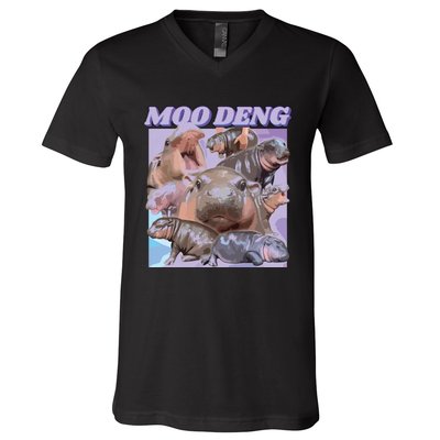 Baby Hippo Moo Deng V-Neck T-Shirt