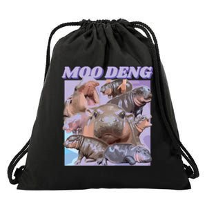 Baby Hippo Moo Deng Drawstring Bag