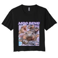 Baby Hippo Moo Deng Women's Crop Top Tee