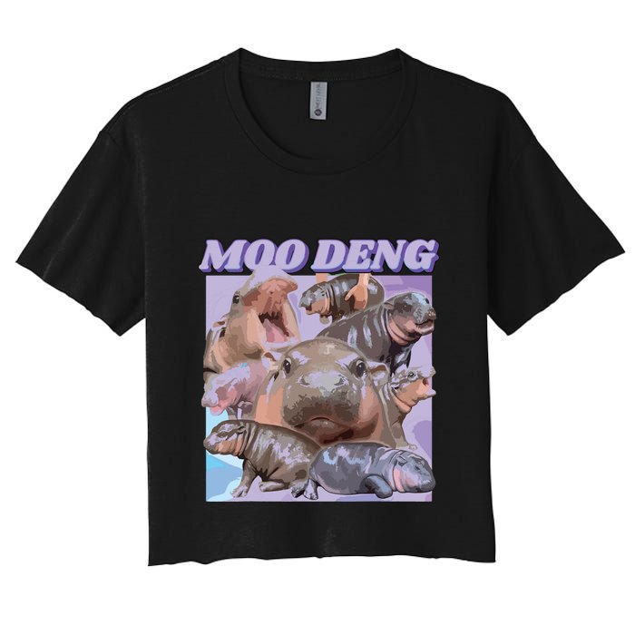 Baby Hippo Moo Deng Women's Crop Top Tee