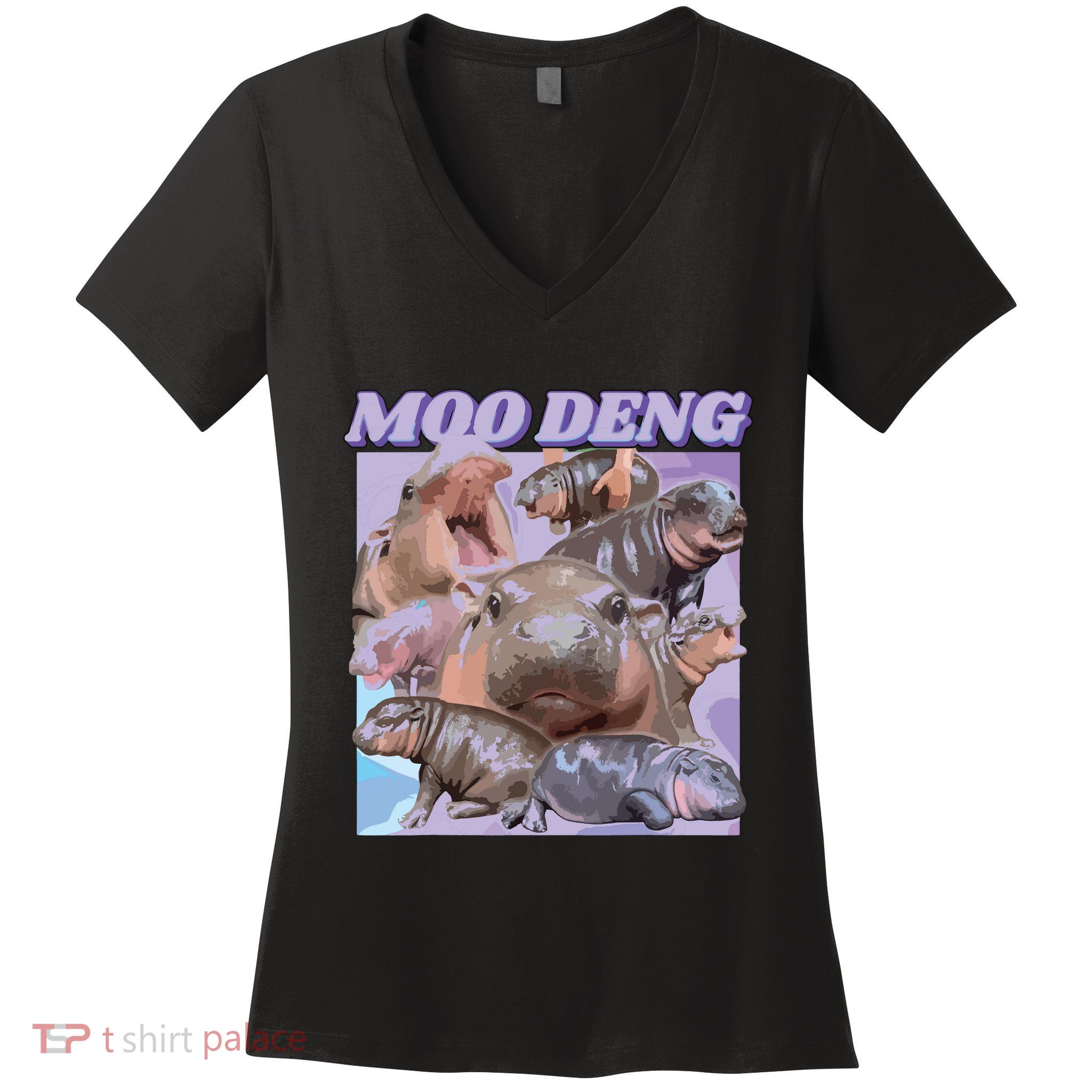 Baby Hippo Moo Deng Women's V-Neck T-Shirt