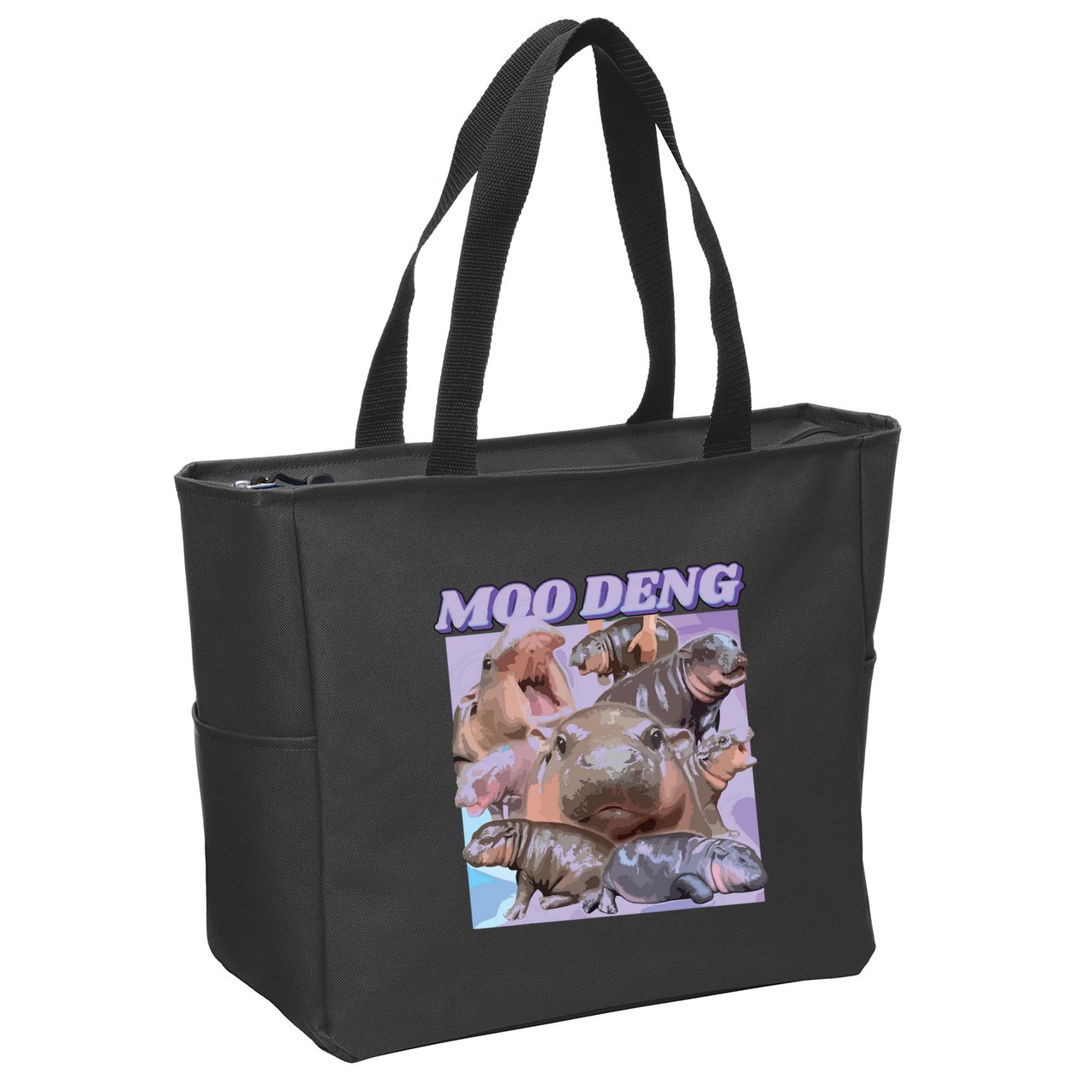 Baby Hippo Moo Deng Zip Tote Bag