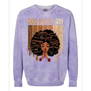 Black History Month Shirts Womens Black Girl Queen God Says I Am Melanin Colorblast Crewneck Sweatshirt