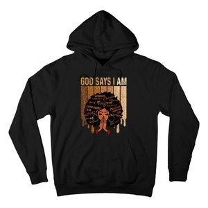 Black History Month Shirts Womens Black Girl Queen God Says I Am Melanin Hoodie