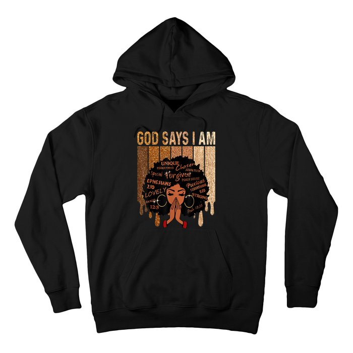 Black History Month Shirts Womens Black Girl Queen God Says I Am Melanin Hoodie