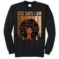 Black History Month Shirts Womens Black Girl Queen God Says I Am Melanin Sweatshirt