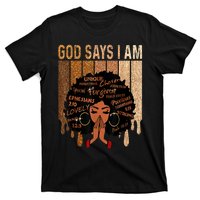 Black History Month Shirts Womens Black Girl Queen God Says I Am Melanin T-Shirt