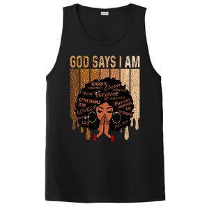 Black History Month Shirts Womens Black Girl Queen God Says I Am Melanin PosiCharge Competitor Tank