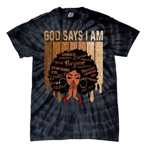 Black History Month Shirts Womens Black Girl Queen God Says I Am Melanin Tie-Dye T-Shirt