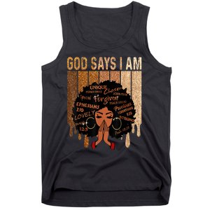 Black History Month Shirts Womens Black Girl Queen God Says I Am Melanin Tank Top