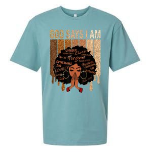 Black History Month Shirts Womens Black Girl Queen God Says I Am Melanin Sueded Cloud Jersey T-Shirt