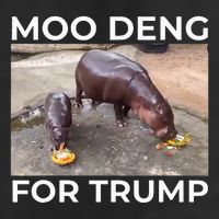 Baby Hippo Moo Deng Picks Trump President 7 Panel Mesh Trucker Snapback Hat