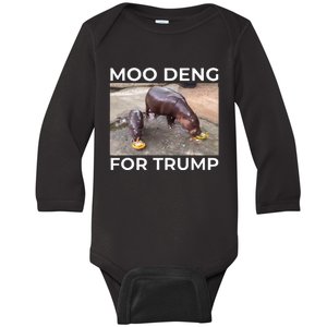 Baby Hippo Moo Deng Picks Trump President Baby Long Sleeve Bodysuit