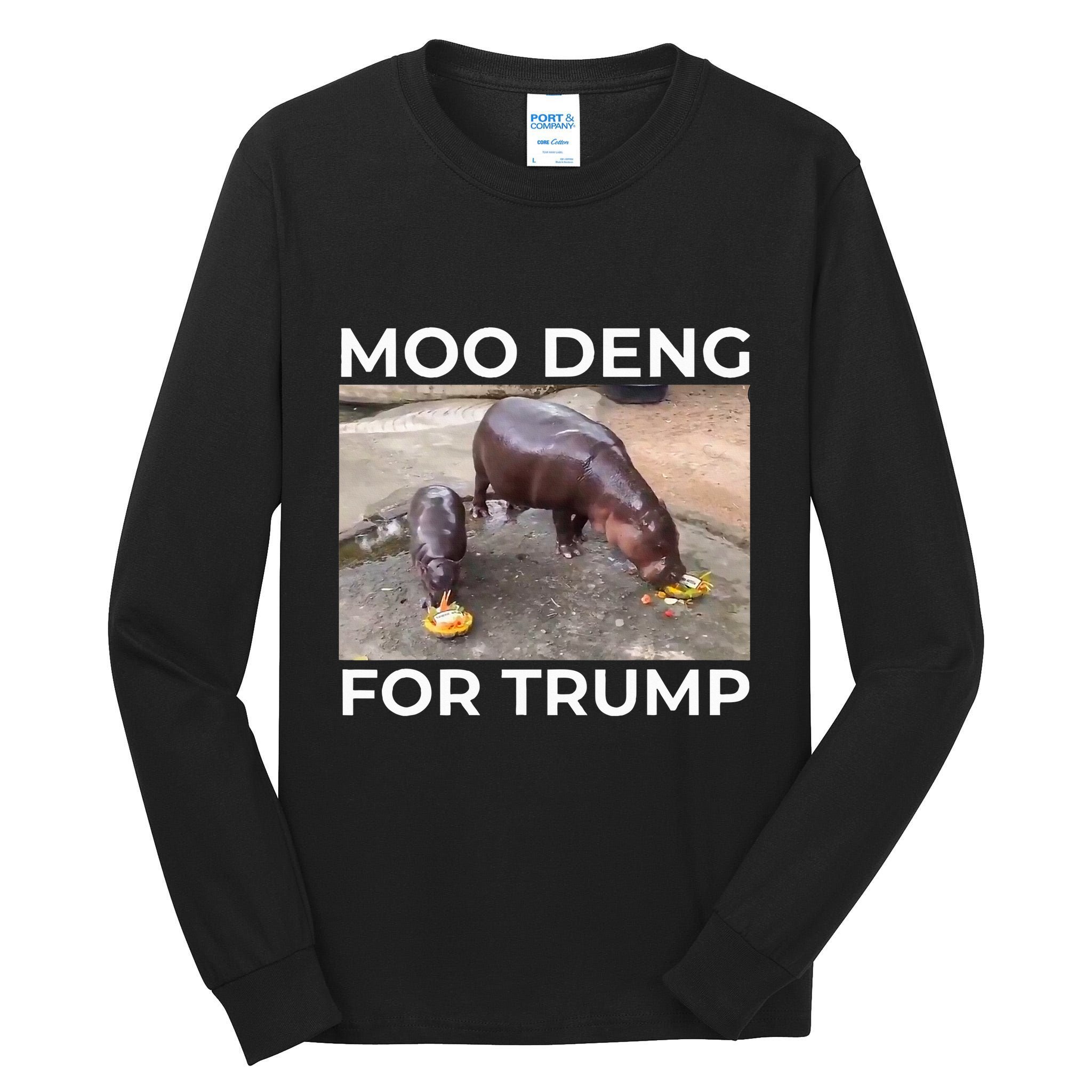 Baby Hippo Moo Deng Picks Trump President Tall Long Sleeve T-Shirt